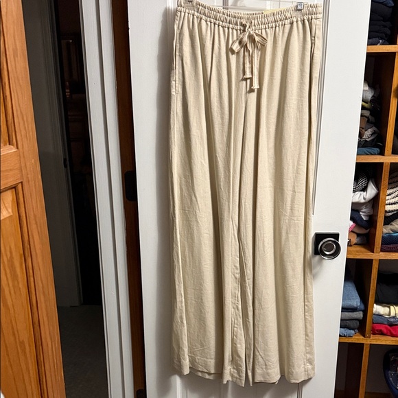 Max Studio Pants - MAX STUDIO LONDON OYSTER LINEN WIDE LEG PANTS DRAWSTRING MID RISE  NWT!